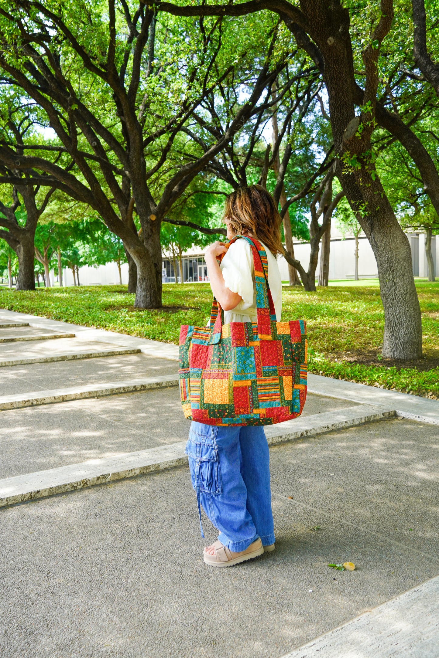 Quilted Vintage Reversible Extra Large Tote Bag