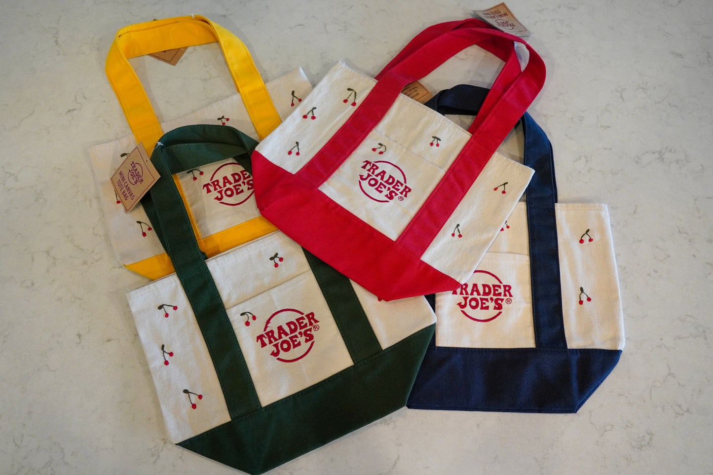 Hand Embroidered Cherry Trader Joe’s Tote Bags