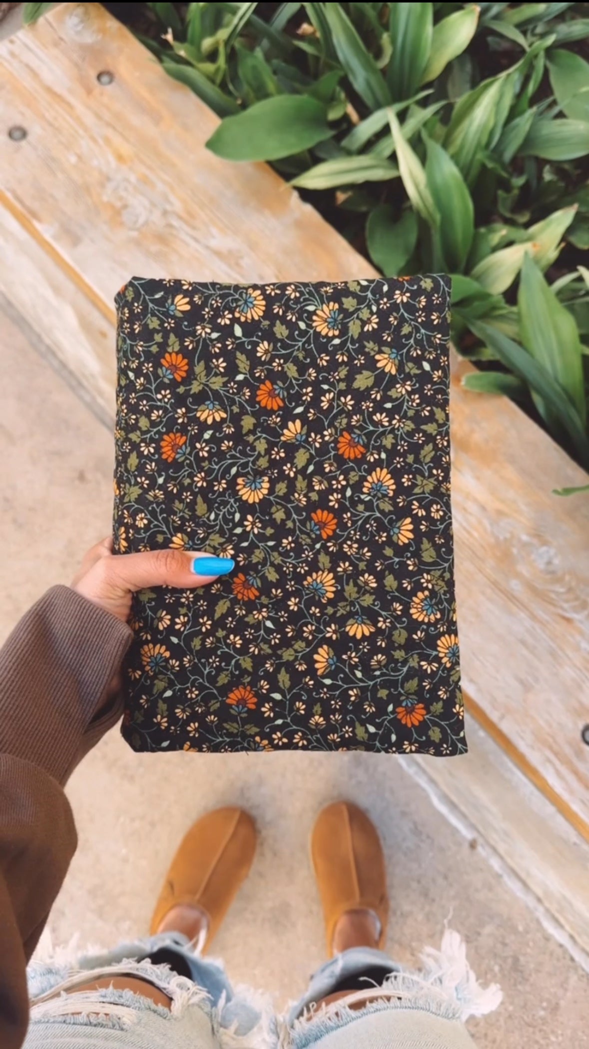 Quilted Black Floral Bible Cover