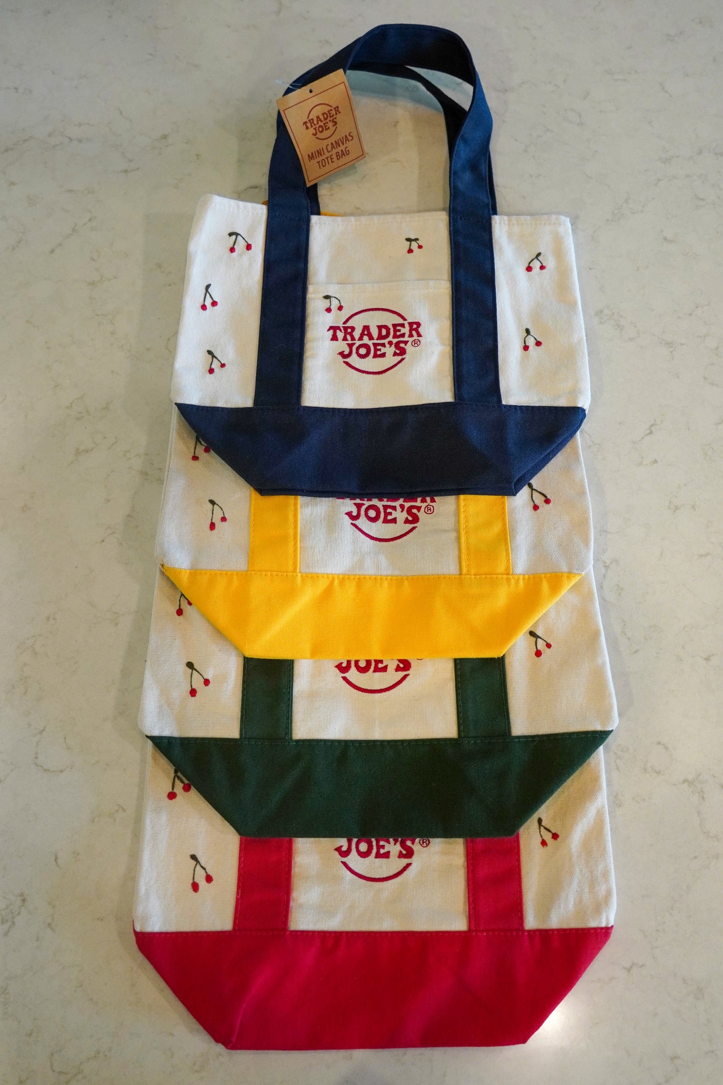 Hand Embroidered Cherry Trader Joe’s Tote Bags