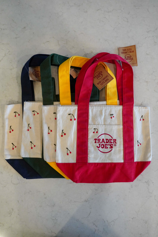 Hand Embroidered Cherry Trader Joe’s Tote Bags