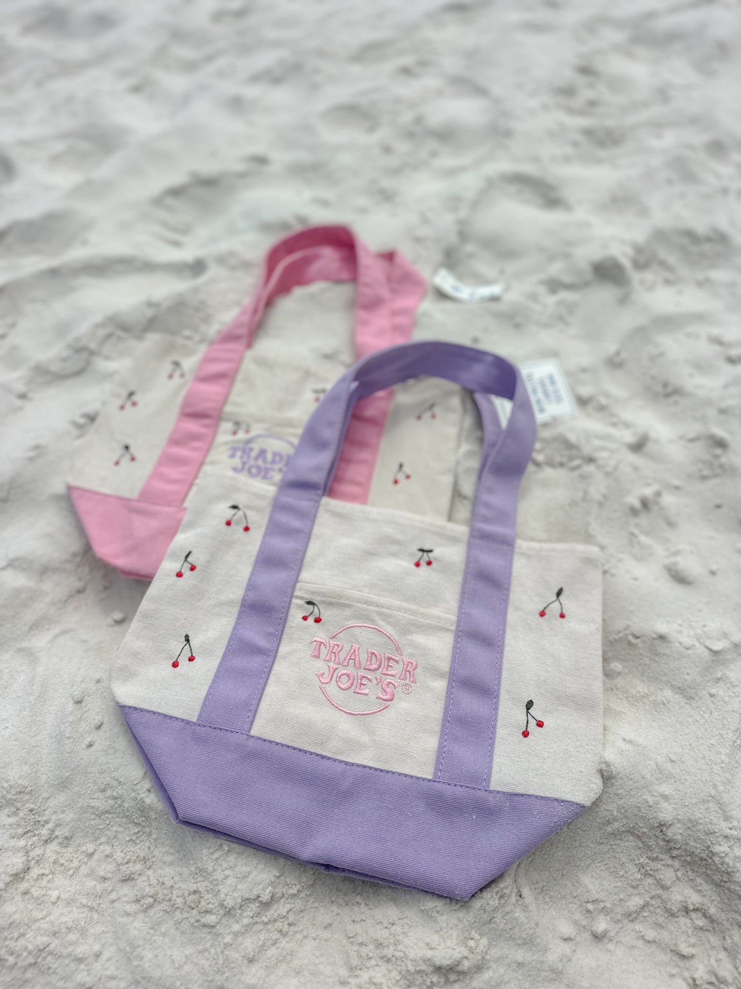 Hand Embroidered Cherry Trader Joe’s Tote Bags